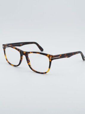 Tom Ford FT5662-B 056 Eyeglasses Havana 56mm Rectangle Frame, Blue Light Block